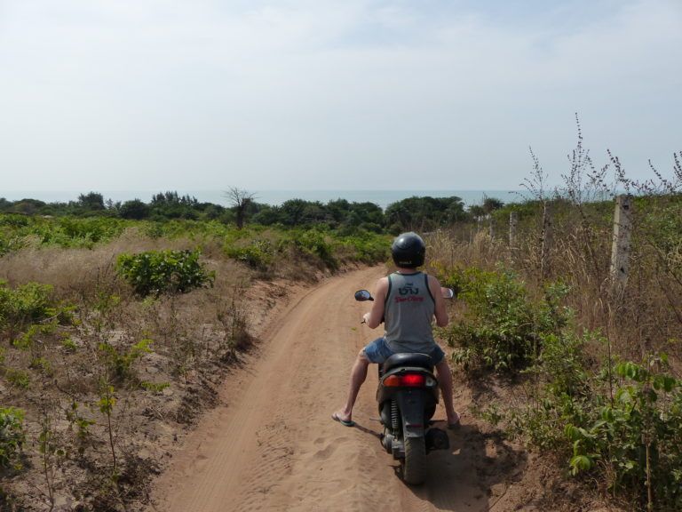 Hiring a scooter and driving around the Cassamance, near Cap Skirring, Senegal