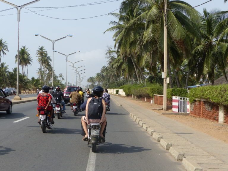 Moto taxis and traffic in Lome, Togo
