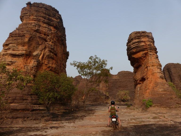 Domes de Fabedougou. Hired motorbike, exploring near Bobo Dioulasso and Banfora, Burkina Faso