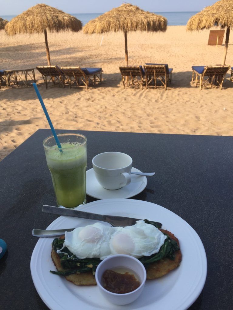 Awesome breakfasts on the beach at Agonda Serenity, a beach hotel on Agonda Beach, south Goa, India