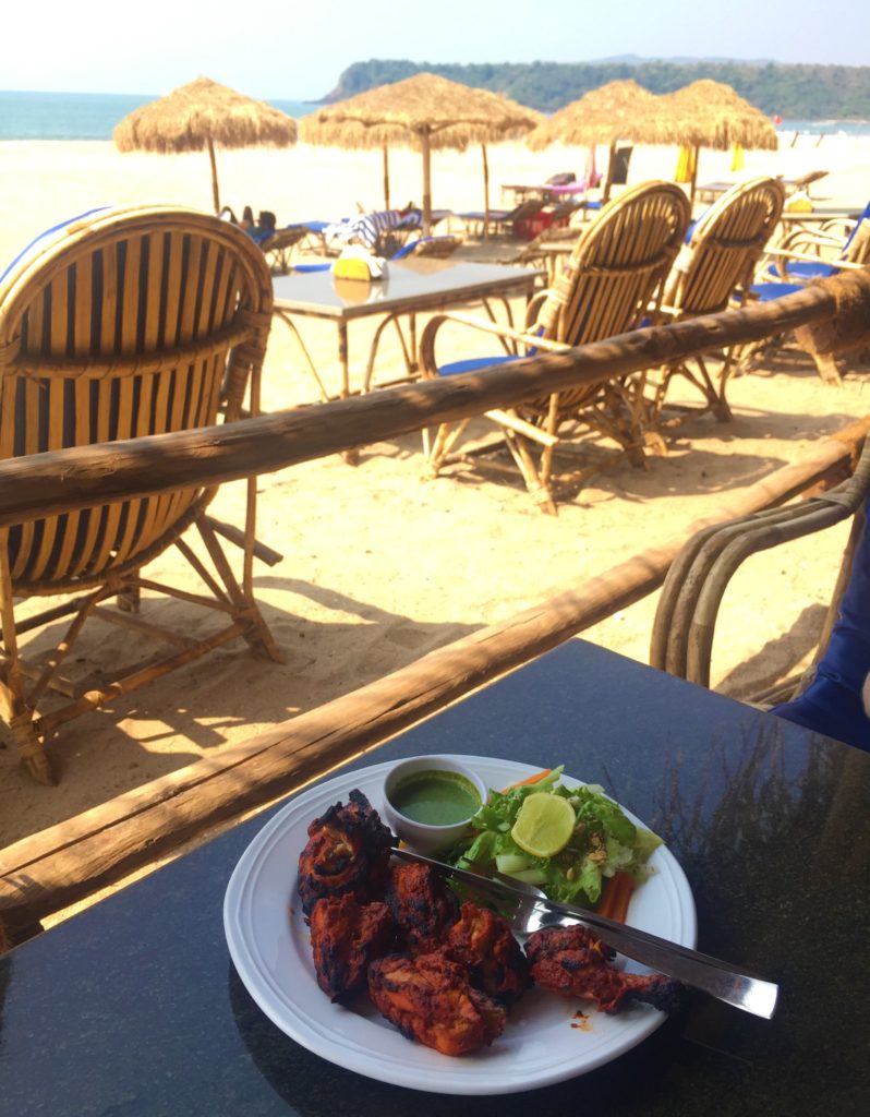 Tandoori chicken on the beach