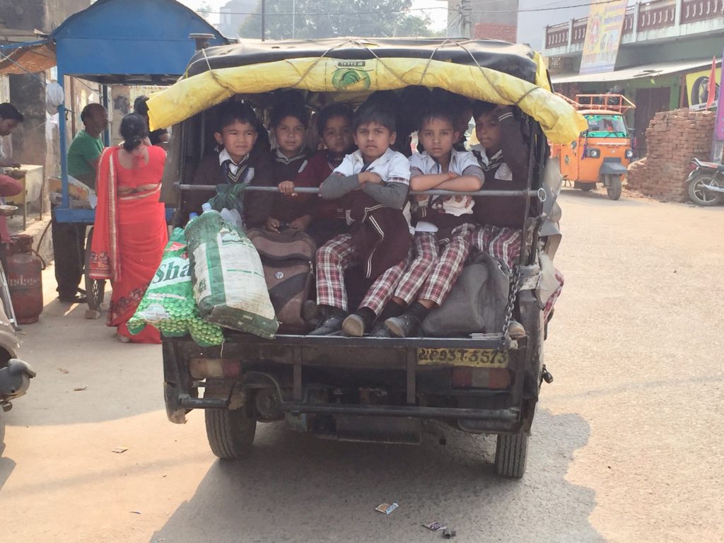 School run in Orchha - I saw a harassed looking man driving this around the same time every day. There were around 8 more kids crammed in the front. I know because they all wanted to shake hands with me.
