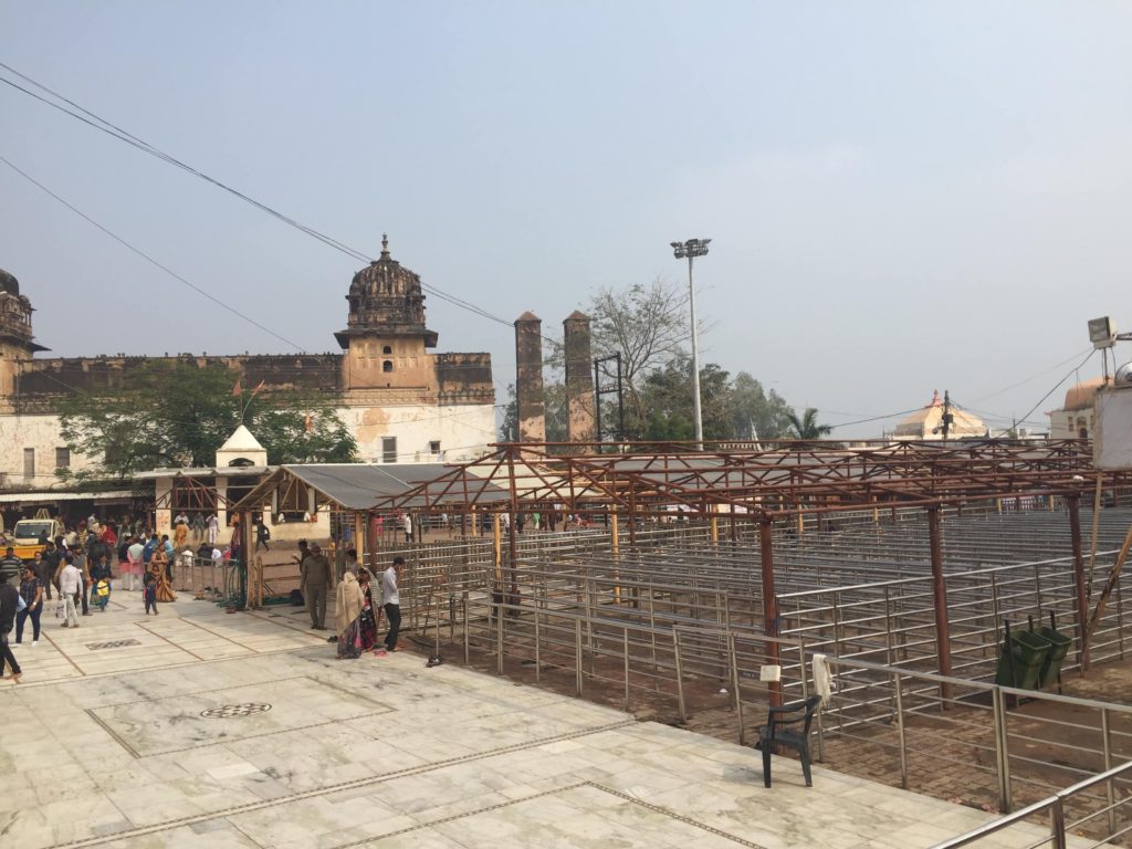 The queue-railings outside Ram Raja temple