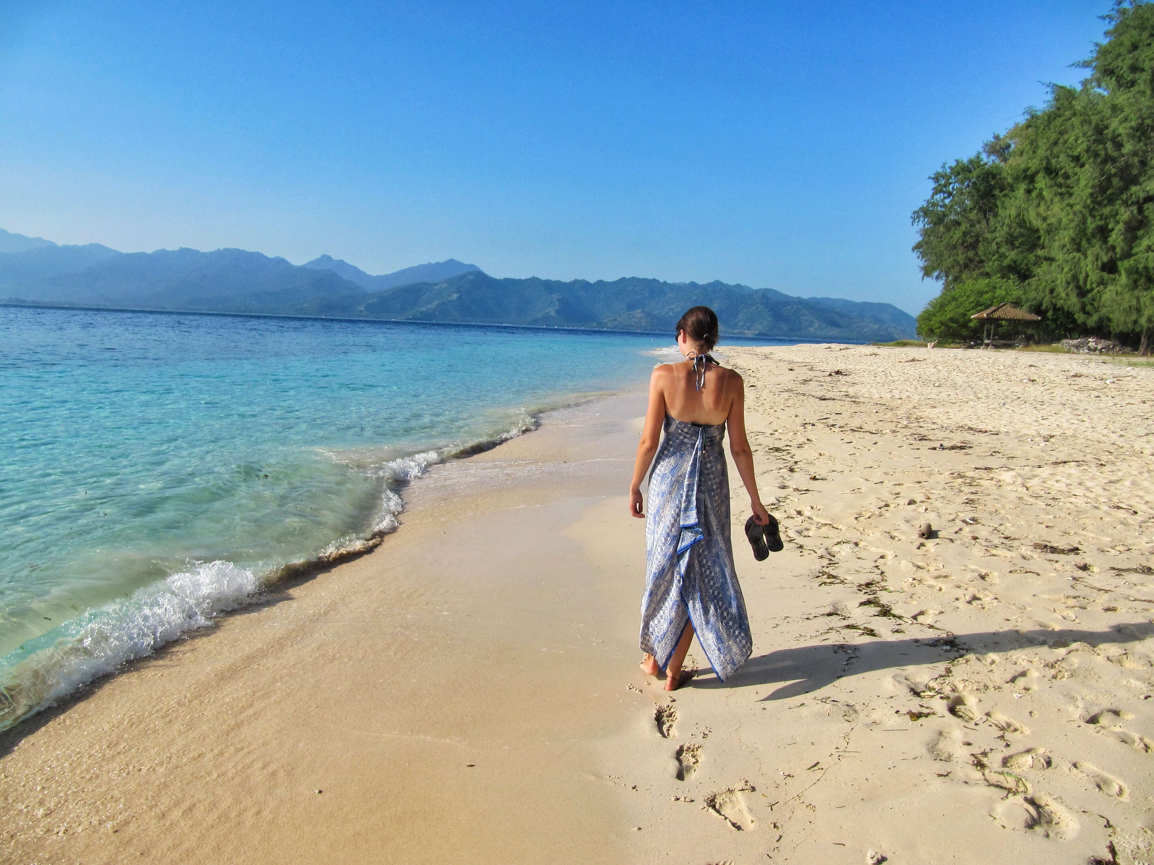 Gili Meno, the beaches are quiet and beautiful. A more low-key island in Indonesia's Gilis.