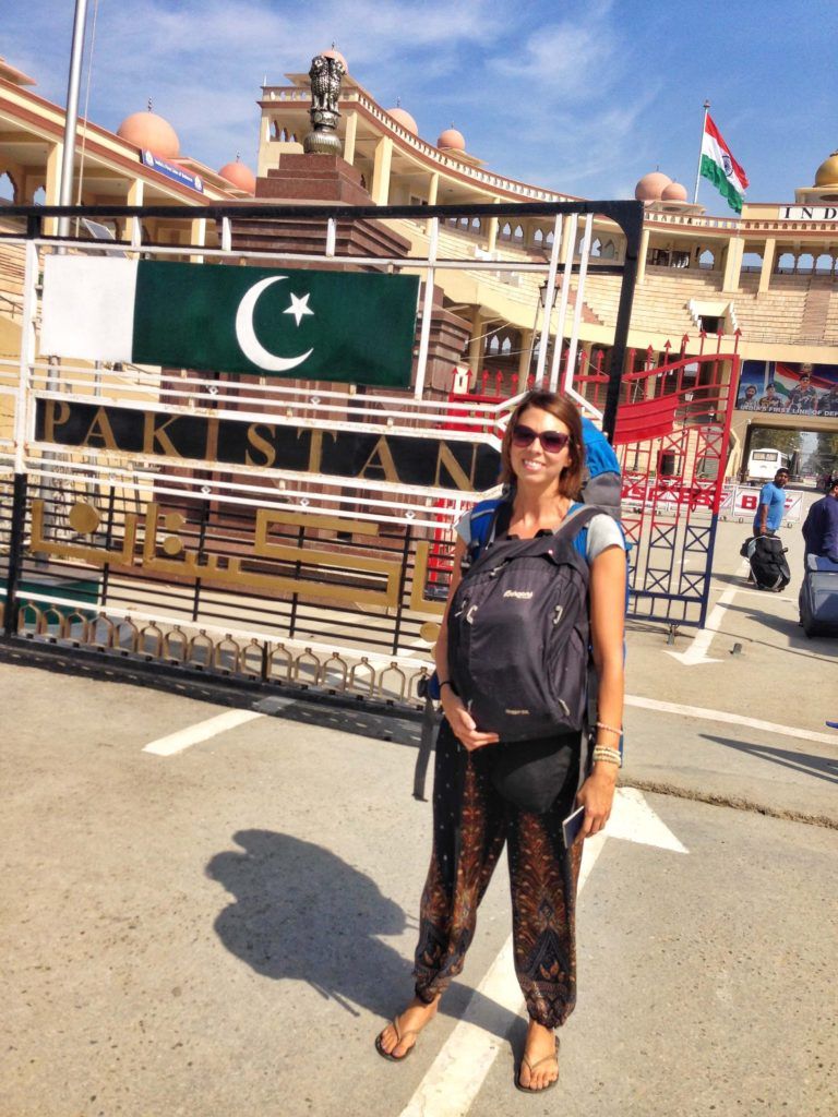 Wagah border crossing. Crossing the Wagah border on foot. From India to Pakistan.