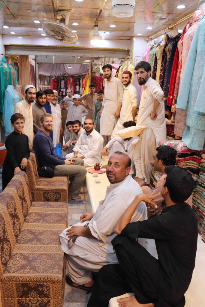 Peshawar, everywhere we went, people (ok, just men) invited us into their shops for chai, chats, and photos