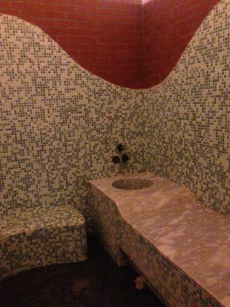 Inside the bathhouse