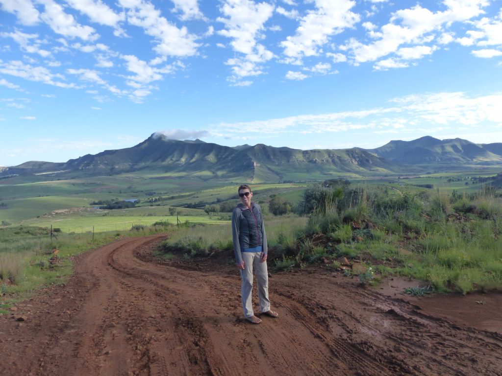 Walking near our cabin in Clarens