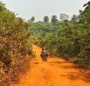 Road to the border, from Ganta. Liberia to Ivory Coast (northern crossing) by pen-pen (moto-taxi).