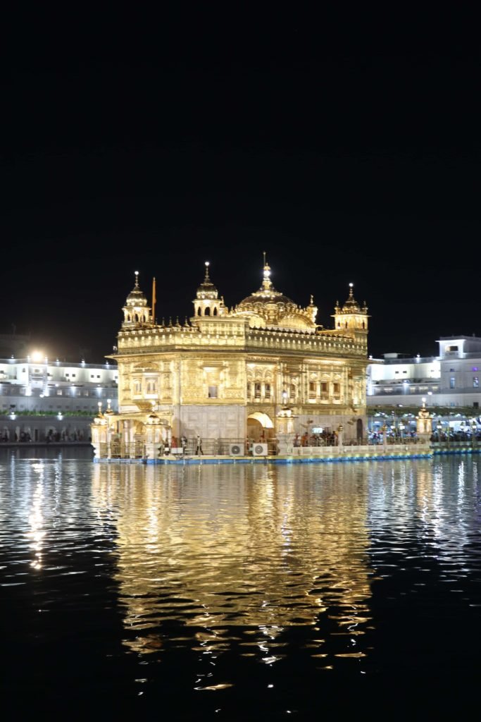 Night time at the Golden Temple, Amritsar, India. One of Sikhism's holiest sites.