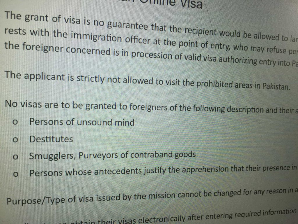 The visa application online. Persons of unsound mind, etc, need not apply.
