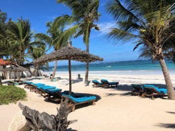 Diani beach. Just one of Kenya's many beautiful beaches. Traveling the southern coast of Kenya