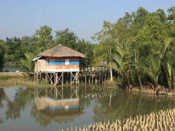 Eco-hut guesthouse on the edge of the Sundarbans National Park, Bangladesh