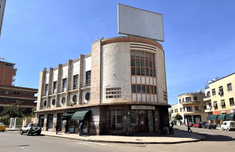 Architechtural artistry - an apartment building designed to look like a radio in Asmara, Eritrea.