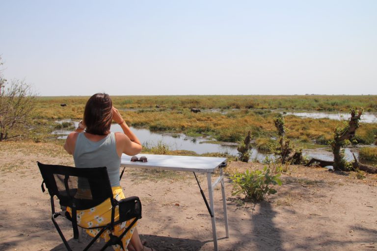 On the lookout for elephants, Linyanti campsite, Chobe, Botswana
