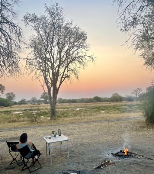 Sunset at Magotho campsite, Khwai, in Botswana