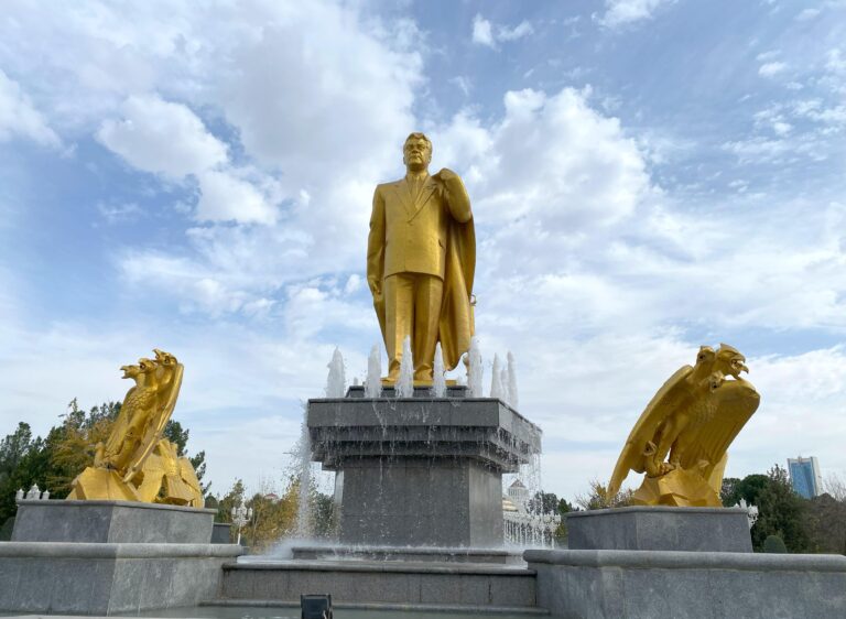 Gold statue of Turkmenbashi, the 'Father of all Turkmen', Ashgabat
