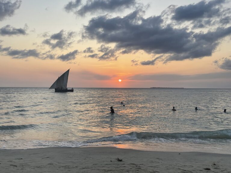 Dhow at sunset, Zanzibar