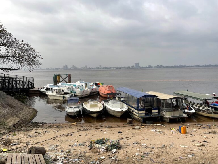 Boats along the bank near the port area