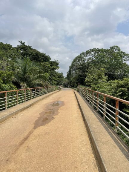 The bridge over the river that divides Cameroon and Gabon