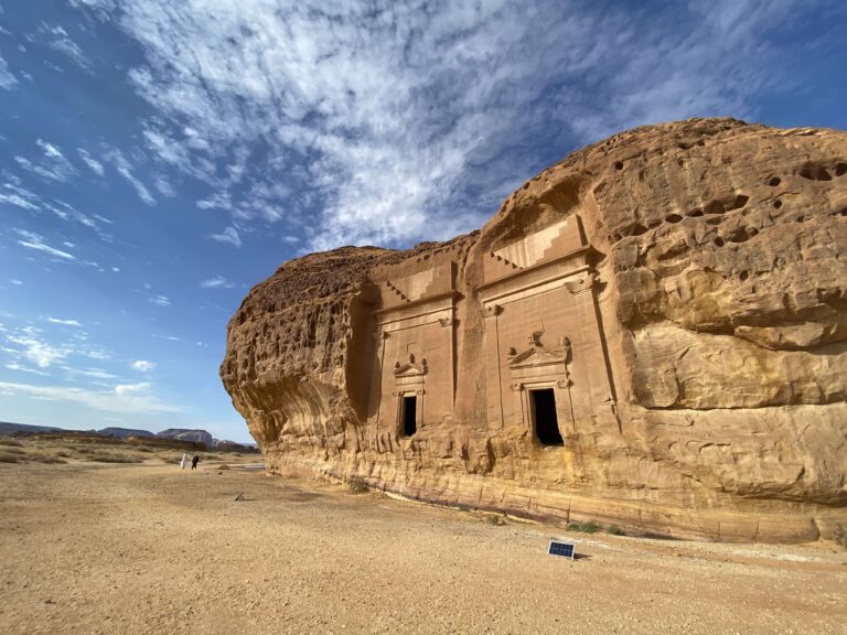 A 'Nabataean crown', consisting of two sets of five stairs, rests at the uppermost part of the facade, waiting to transport the soul to heaven.