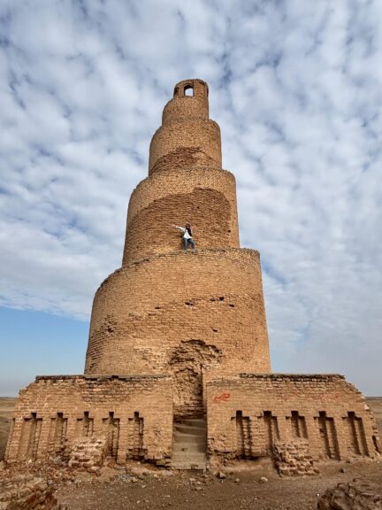 Climbing the spiral at Abu Dulaf mosque
