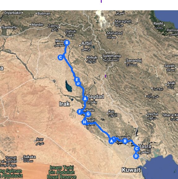 Irak travel map