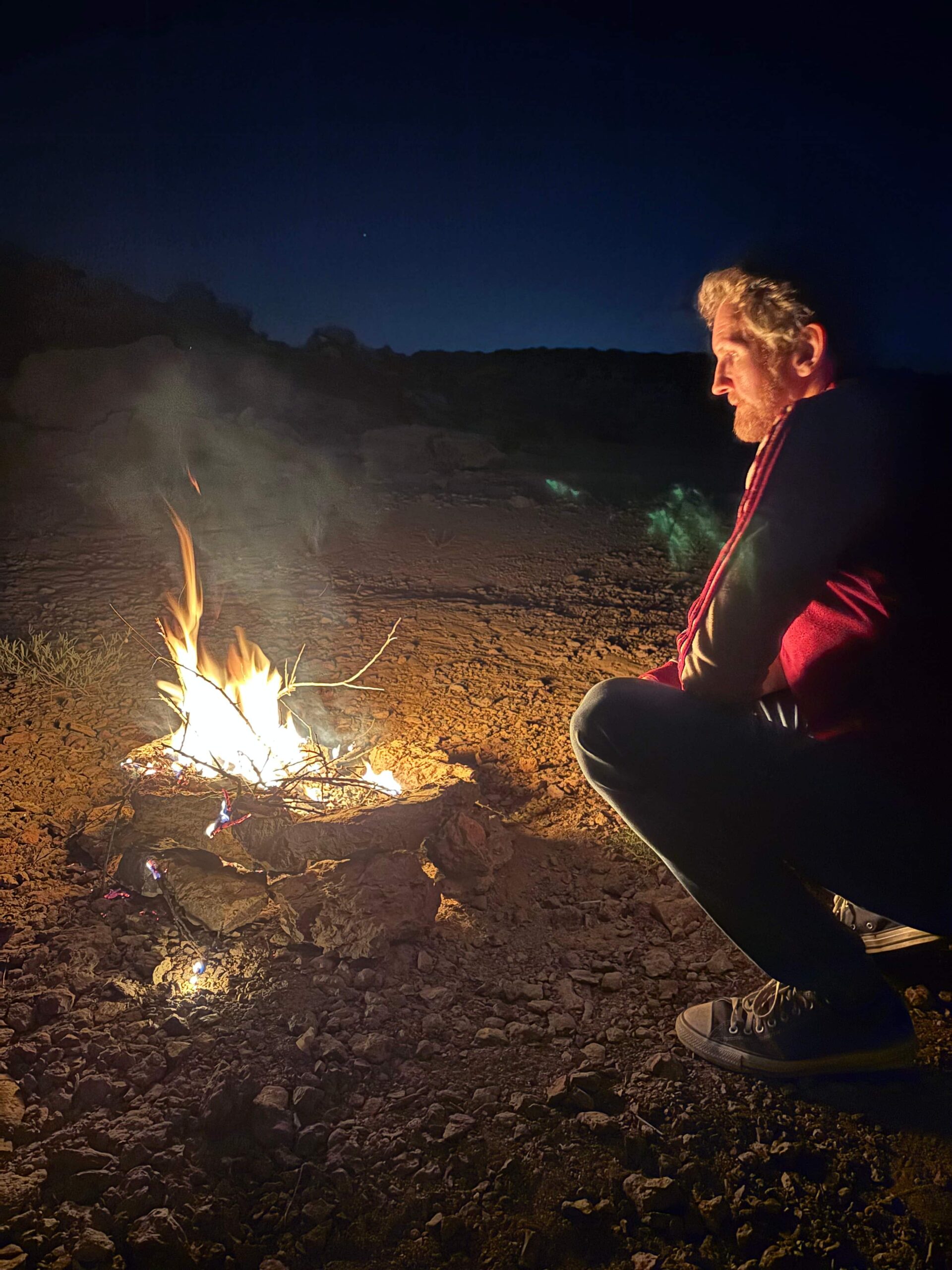 Scrounged up some wood and built our first fire of the trip