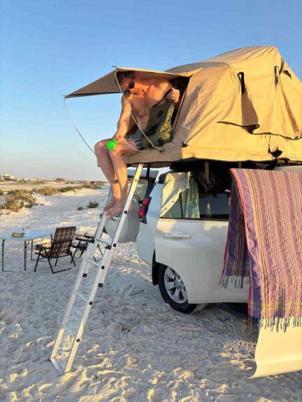 No trees around to hang the shower up from so...