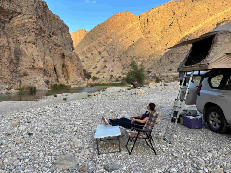 Camped out next to a little stream in Wadi Al Arbeieen